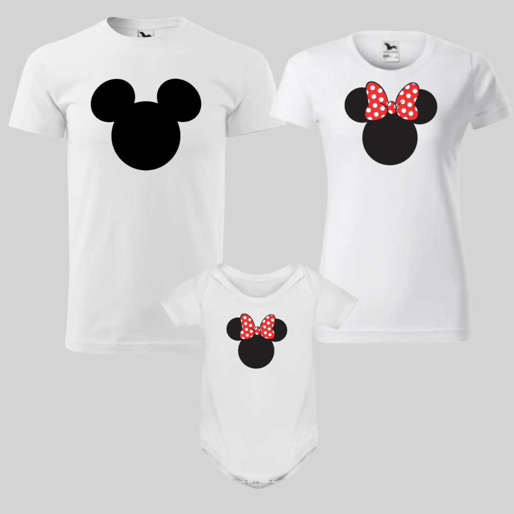 Rodinný set - Mickey & Minnie & girl baby (tata, mama, dcérka)